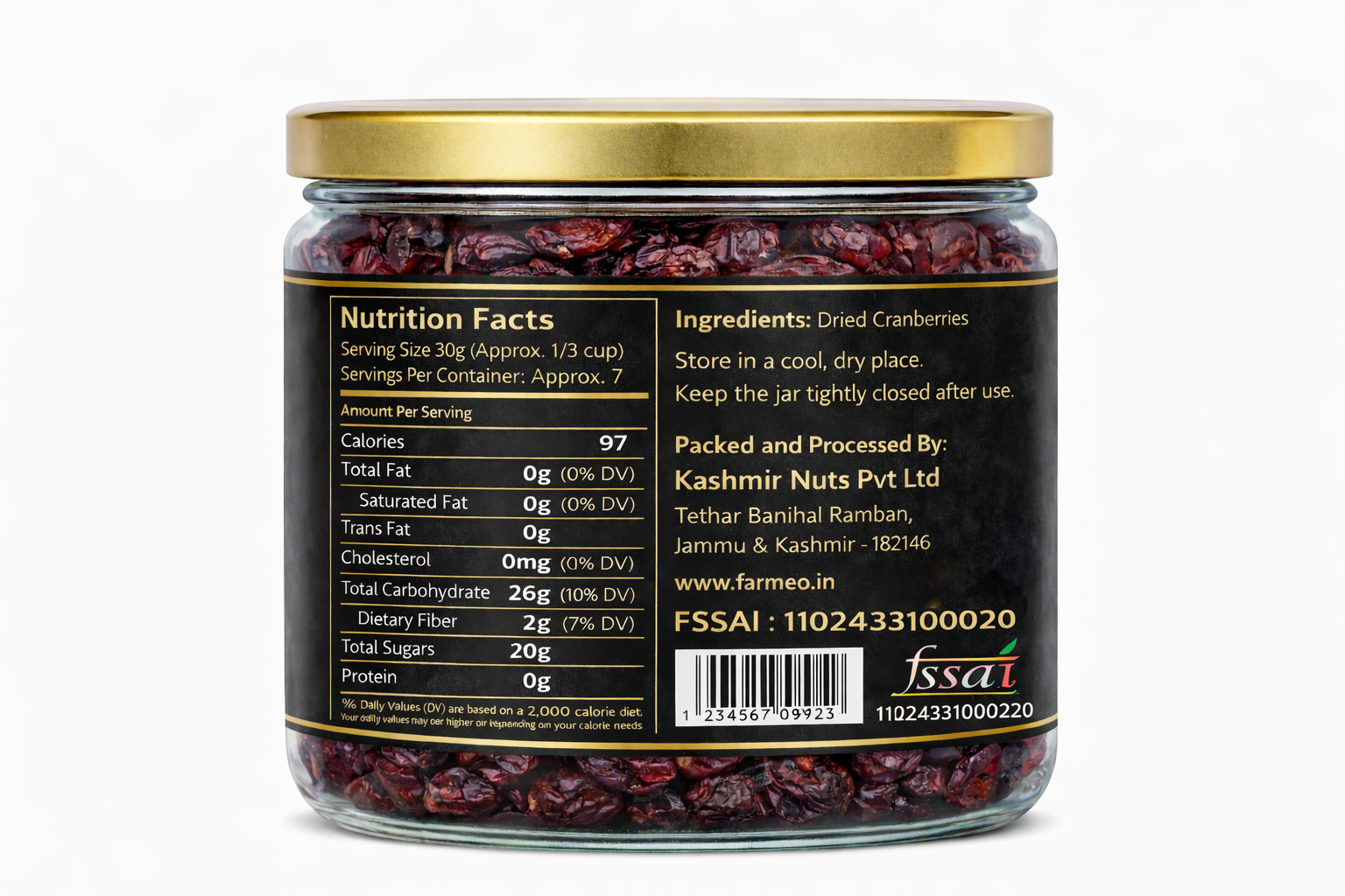 Farmeo Kashmiri Cranberry Natural and hand picked 200g