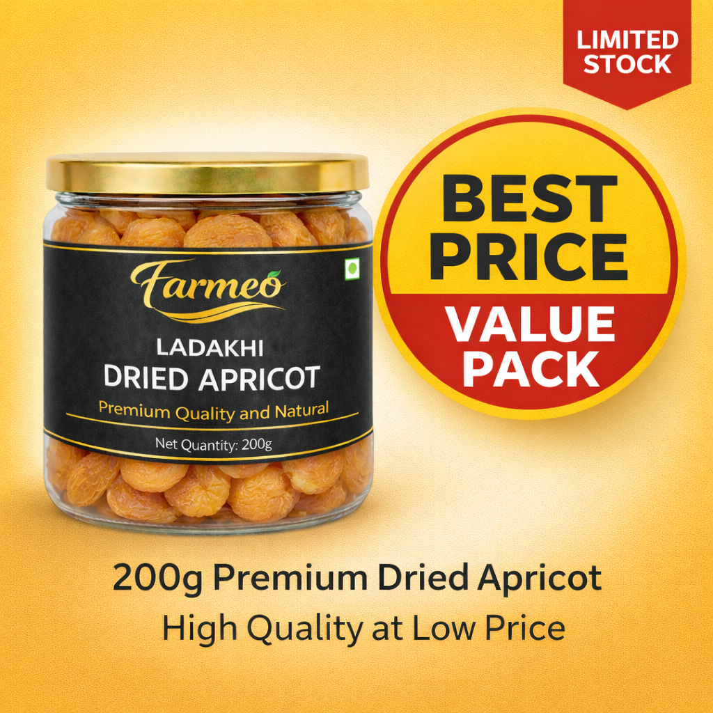Farmeo Kashmiri Dried Ladakhi Apricot 200g Organic Natural and Hand picked