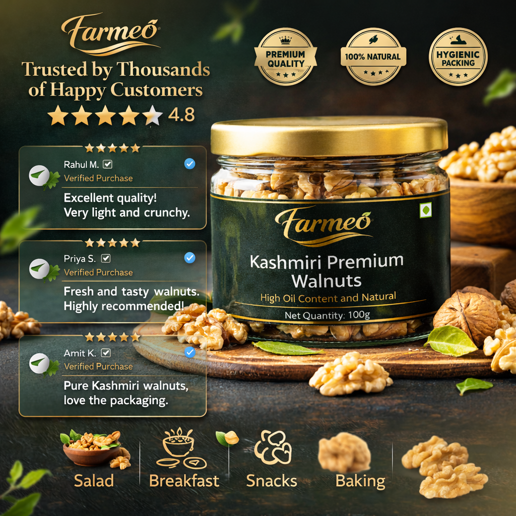 Farmeo Natural Kashmiri Premium Walnuts 200g