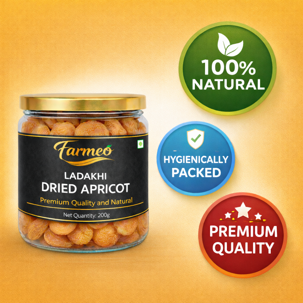 Farmeo Kashmiri Dried Ladakhi Apricot 200g Organic Natural and Hand picked