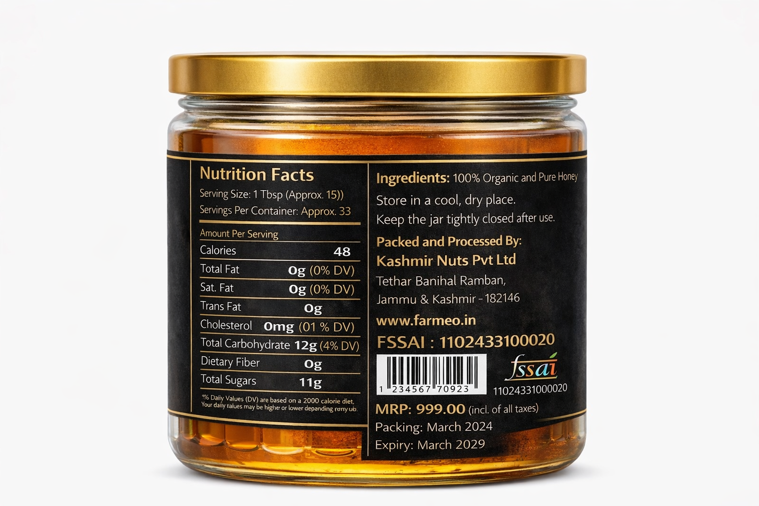 Farmeo Organic Kashmiri Raw Honey 200g from Organic Kashmiri farms