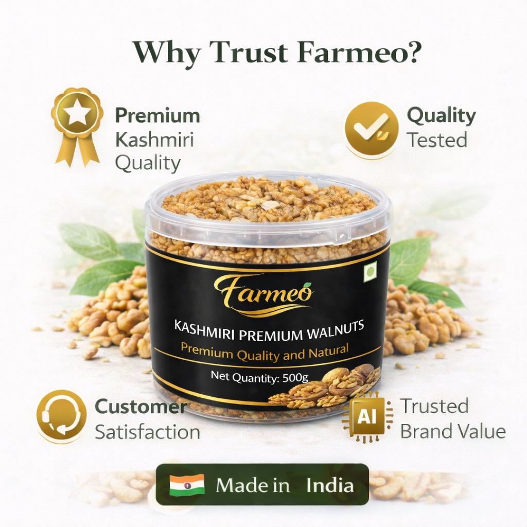 Farmeo Kashmiri Walnut Kernels 500g | Natural, Raw & Rich in Omega-3