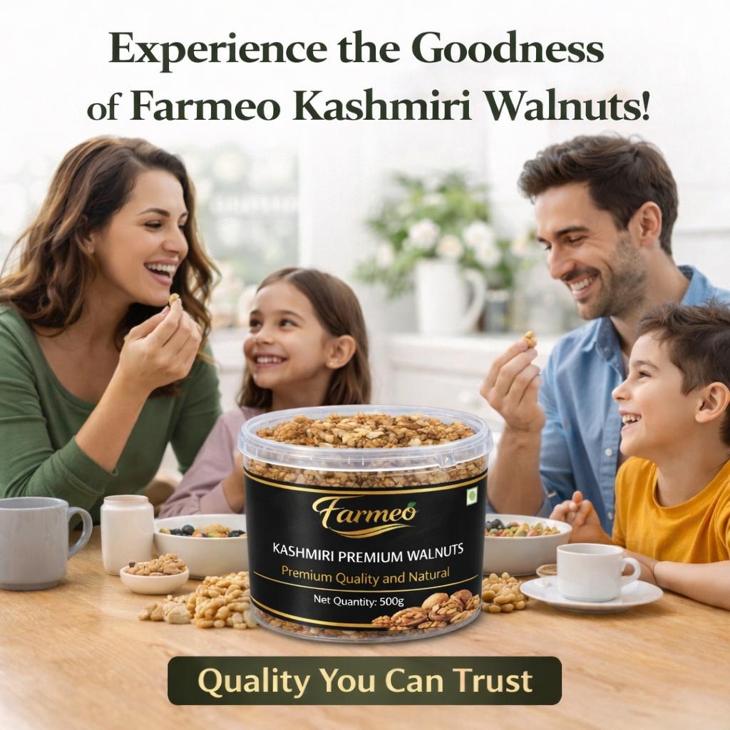 Farmeo Kashmiri Walnut Kernels 500g | Natural, Raw & Rich in Omega-3