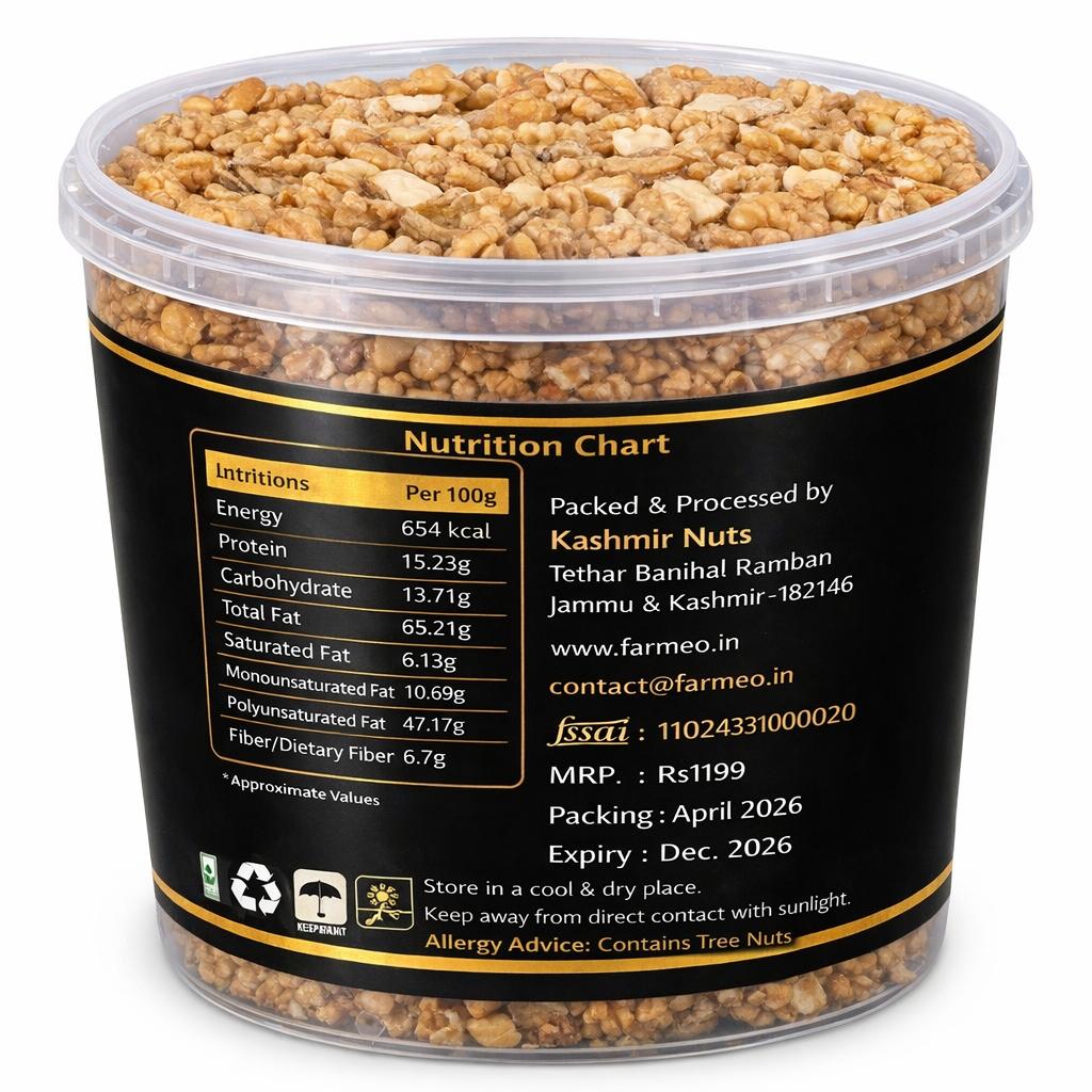 Farmeo Kashmiri Walnut Kernels 500g | Natural, Raw & Rich in Omega-3
