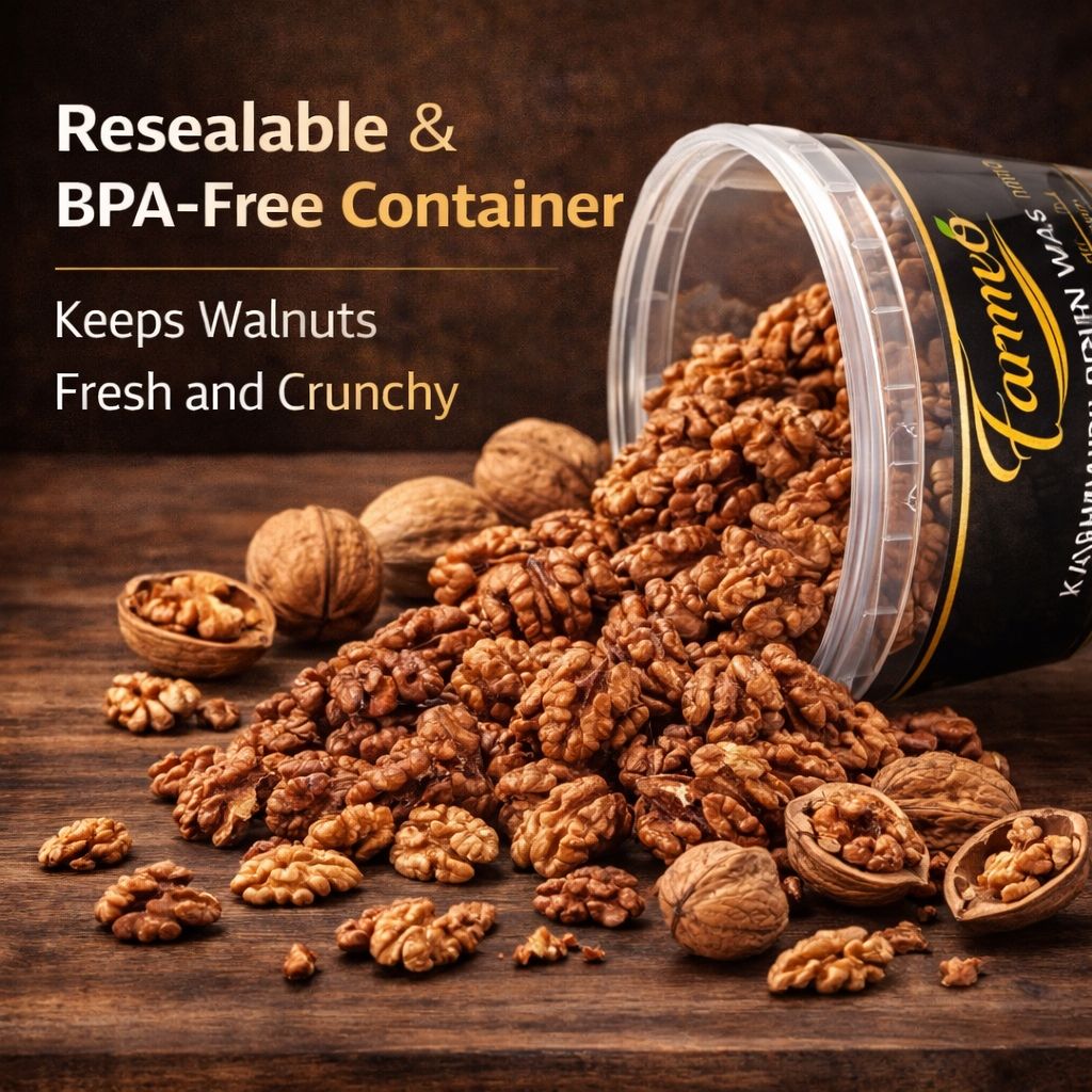 Farmeo Premium Kashmiri Walnuts Brown  500g | Extra Light Halves | High Omega-3 | Natural & Handpicked Akhrot Giri
