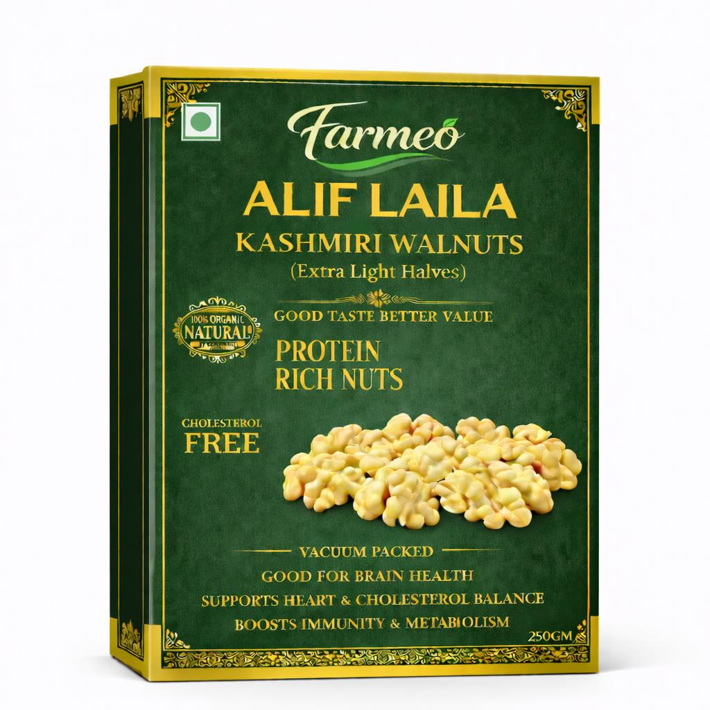 Farmeo Kashmiri Walnuts Extra Light Halves 250g Vaccum